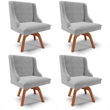 Imagem de Kit 4 Cadeiras Estofadas Giratória Para Sala De Jantar Lia Suede Cinza - Ibiza