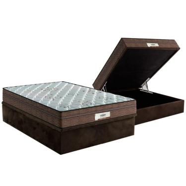 Imagem de Cama Box Baú Casal: Colchão Molas Ensacadas Probel Pallace + Base Brown(138X188)