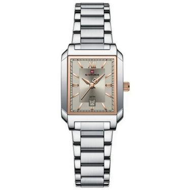 Imagem de Relógio De Pulso Feminino Pulseira Aço Inoxidável Casual 30m à Prova D´agua Cinza Prata