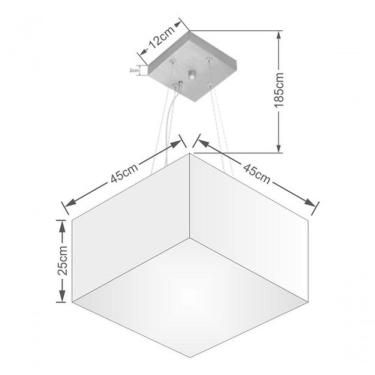 Imagem de Lustre Pendente Quadrado Vivare Md-4197 Cúpula Em Tecido 25/45x45cm - Bivolt Linho Bege 127/220v