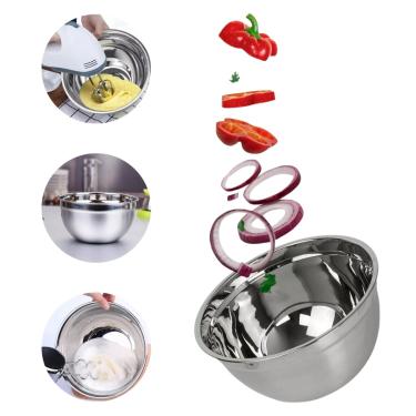 Imagem de Kit com 09 Tigela Bowl Multiuso 18cm/22cm/26cm Aço Inox