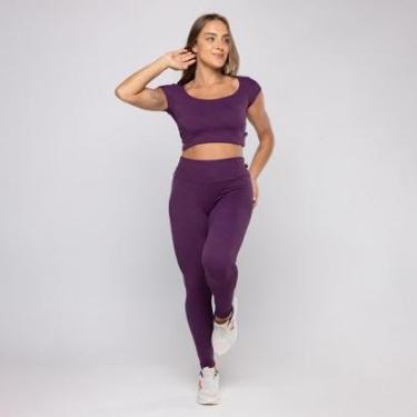 Imagem de Conjunto Legging Fitness Feminina + Cropped Poliamida Bojo-Feminino