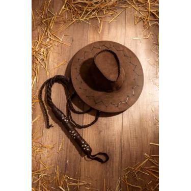 Imagem de Chapéu Country Americano Cowboy Marrom, Estilo Sertanejo Barretos, Touro