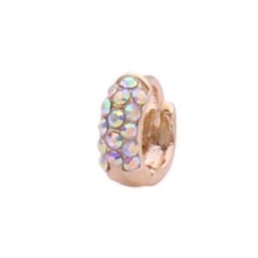 Imagem de Piercing Hélix Argolinha Clicker Cartilagem Orelha 6mm Gold Strass Bor
