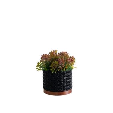 Imagem de Cachepot Floral P - Realce - Galanta, Preto/Cobre