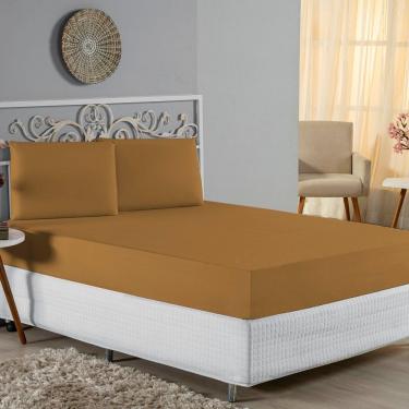 Imagem de Jogo De Cama King Nobre 3 Peças Lençol Com Elástico De 30cm De Altura Malha 100% Algodão - Cobre