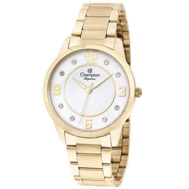 Imagem de Relógio Champion Feminino Dourado Strass Analógico Cn24119h