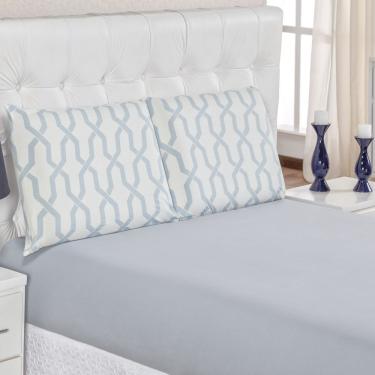 Imagem de Jogo De Lençol Queen Em Malha 100% Algodão 3 Peças - Geométrico Cinza - 100% Algodão