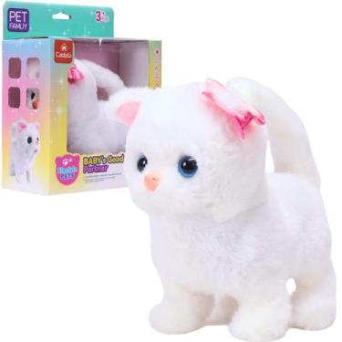 Imagem de Brinquedo Pelúcia Gato Branco Com Movimentos A Pilha Castela - Castela