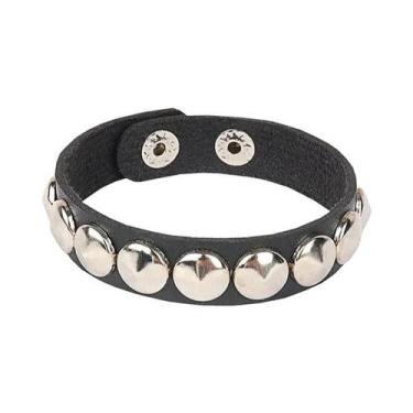 Imagem de Pulseira De Couro PU Preta Feminina Com Rebites Pontiagudos Estilo Pun