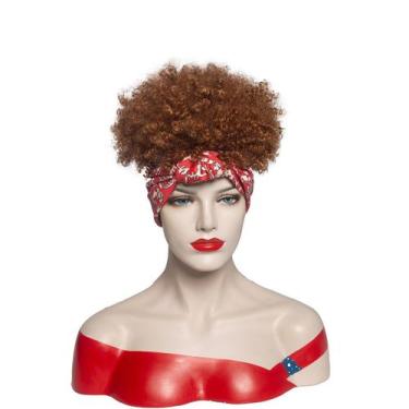 Imagem de Peruca estilo africano Curly Short Brown Puffy Afro 30cm 300g - yiweis