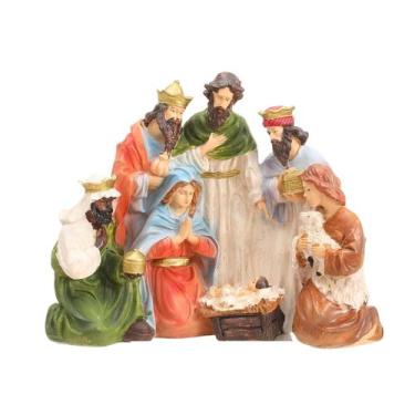 Imagem de Estatueta de presépio em resina Jesus Birth com Mary Joseph - yiweisai