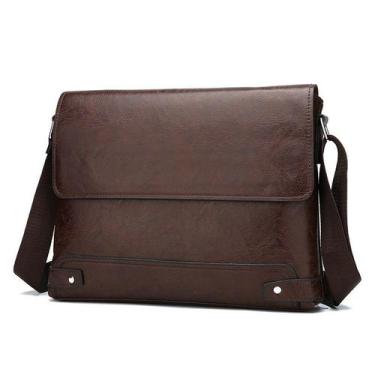 Imagem de Bolsa Messenger em couro PU Business Shoulder 33x5x24cm marrom - Yiwei