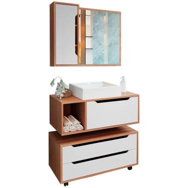 Imagem de Conjunto 4 Peças Para Banheiro Bn3600x43x44x45 Amendoa Branco Tecno Mobili Amendoa Branco