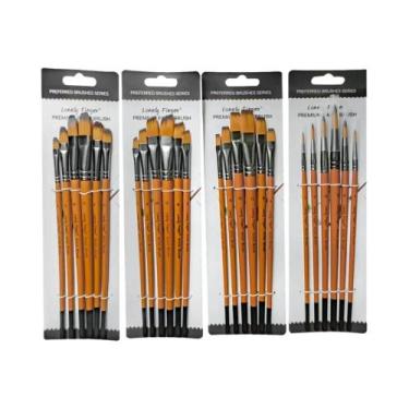 Imagem de Conjunto De 5 Pincéis De Pintura Acrílica Profissionais Com Ponta Fina