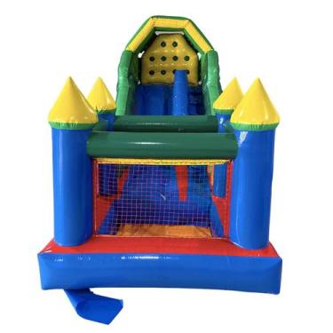 Imagem de Tobogã Premium Inflável Com Piscina De Bolinhas Motor 750w de brinde -