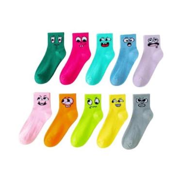 Imagem de Meias Femininas Modernas De Cano Médio Com Estampa De Desenho Animado 