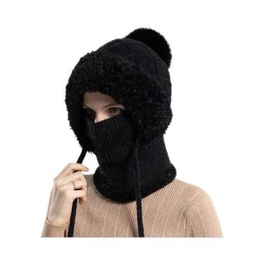 Imagem de Gorro De Inverno Feminino Em Veludo Tricotado Com Proteção Para as Ore