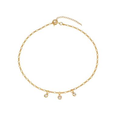 Imagem de Tornozeleira Com Três Pontos De Luz Banhado À Ouro 18k