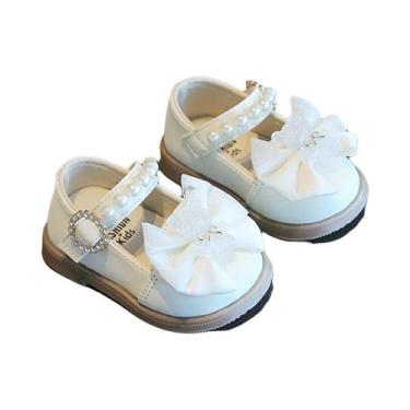 Imagem de Sapatos Mary Jane Com Laço De Pérolas Para Bebês Meninas, Sola Macia, 