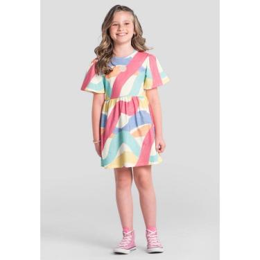 Imagem de Vestido infantil menina colorido em malha Brandili