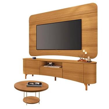 Imagem de Rack Bancada Elara e Painel Armony Cinamomo com Mesa de Centro Sky Cinamomo - HB Móveis