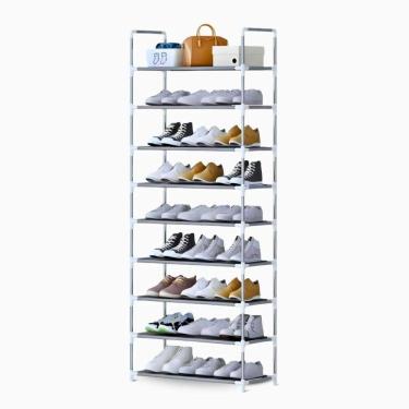 Imagem de Sapateira Vertical Giga Com 9 Prateleiras Estrutura Em Aço Organizador Para Até 27 Pare...