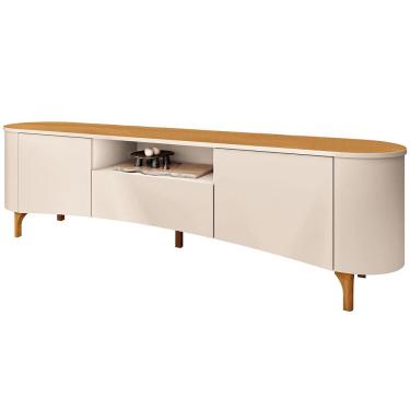 Imagem de Rack Para Sala de Estar TV 80 Pol Orgânico 201cm Martina B01 Off White Cinamomo - Lyam Decor