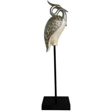 Imagem de Escultura Pássaro Garça Com Pedestal 55cm Madrepérola - Diplomat