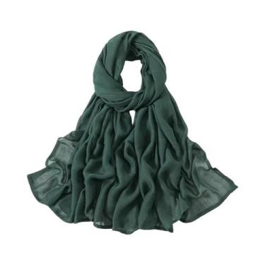 Imagem de Lenço Hijab De Algodão E Rayon Tamanho Grande, Cor Sólida, Para Mulher