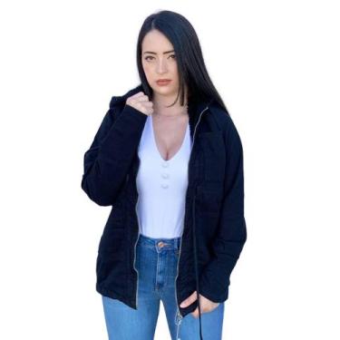 Imagem de Jaqueta Parka Jeans Forrada Com Pelo - Expresso, Preto, P