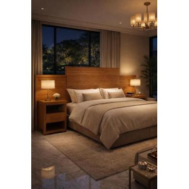 Imagem de Cabeceira Para Cama Queen Dinamarca com Criado Box Casal e Queen Até 1