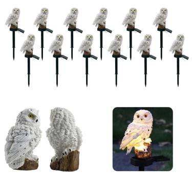Imagem de Coruja Luminaria Solar Luz Led Kit 12 Uni Decoracao Quintal Jardim Casa Iluminacao Garagem Enfeite Mulituso