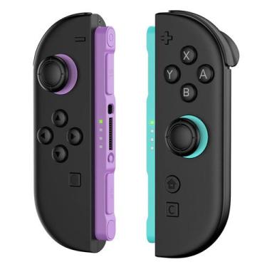 Imagem de Controle Betensh para Switch 2 roxo e verde com bateria de 500 mAh