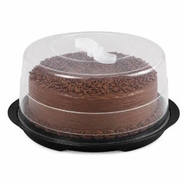 Imagem de Boleira alta 35cm com tampa trava porta bolo grande expositor torta so