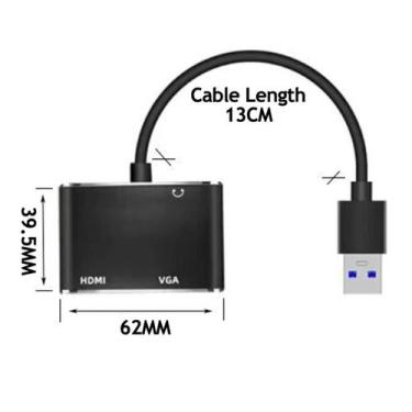 Imagem de Adaptador Usb 3.0 Para Hdmi X Vga Windows Pro - Sem marca
