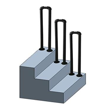 Imagem de Pkfinrd Corrimãos de escada 35-100 cm em forma de U Kit de suporte de trilho corrimão de tubo de água em ferro forjado preto para bares de escada, casas de fazenda (tamanho : 45 cm)
