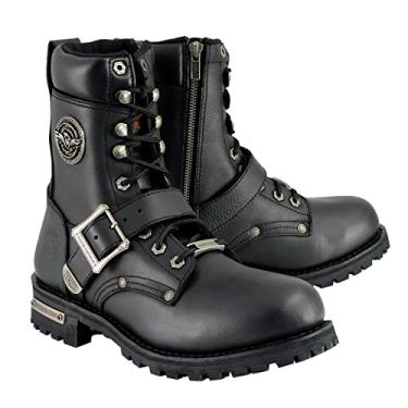 Imagem de Bota de couro MBM101 masculina preta com cadarço e zíper lateralMilwaukee Leather 10 preto MBM101-BLK-10