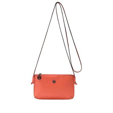 Imagem de Bolsa Feminina Couro Bovino Legítimo Transversal Zíper Mariart 200 (Coral)