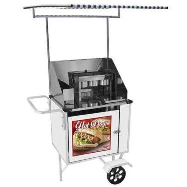 Imagem de Carrinho Hot Dog Simples com Rodas Maciças e Toldo - Cefaz