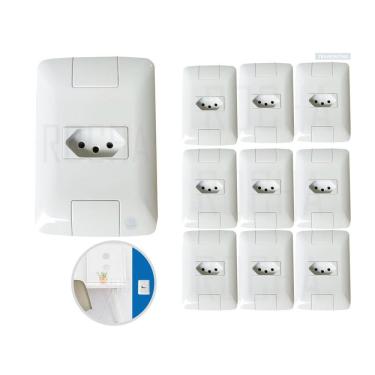 Imagem de 10 Conjuntos Tomada Tramontina Aria 4x2 10a 2P+T Parafuso oculto