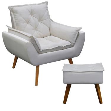 Imagem de Poltrona Com Puff Opala Linho Crú