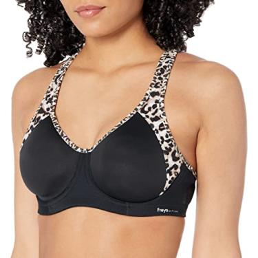 Imagem de Freya Sutiã esportivo feminino Sonic com aro moldado espaçador, Leopardo puro, preto, 30G