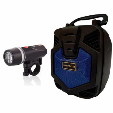 Imagem de Caixa De Som Pequena Portatil Mp3 Sd Farol De Bicicleta Led