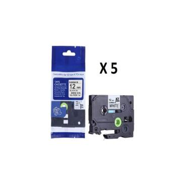 Imagem de Kit 5 Fita Flexível Compatível Brother Tze-Fx231 Branca 12Mm