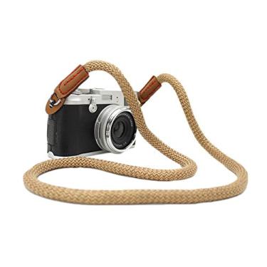 Imagem de MINI GAGA DOROM Alça de pescoço vintage feita à mão em couro de algodão para câmera micro única e DSLR longa