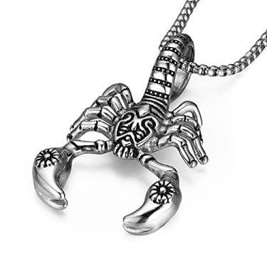 Imagem de STWTR Colar masculino com pingente de escorpião gótico colar de prata fantasia de cosplay de Halloween pingente de aço inoxidável, Aço inoxidável, Não conhecido
