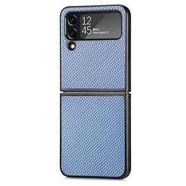 Imagem de Capa de telefone fina de fibra de carbono para Samsung Galaxy Z Flip4 5G Flip 4 Flip3 Flip 3 Capa anti-riscos para Samsung Z Flip4, azul, para Samsung Z Flip 3