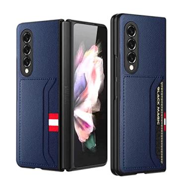 Imagem de Capa de couro fosco antiderrapante para Samsung Galaxy Z Fold 3 4 Fold3 Fold4 5G Zfold4 Fold2 Fold 2 Telefone à prova de choque, azul, para galaxy Z FOLD 3