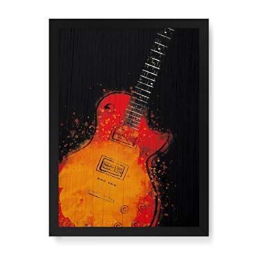 Imagem de Arte Maníacos Quadro Decorativo em Madeira Guitarra Color Canto - 23x16,25cm (Moldura caixa em laca preta)